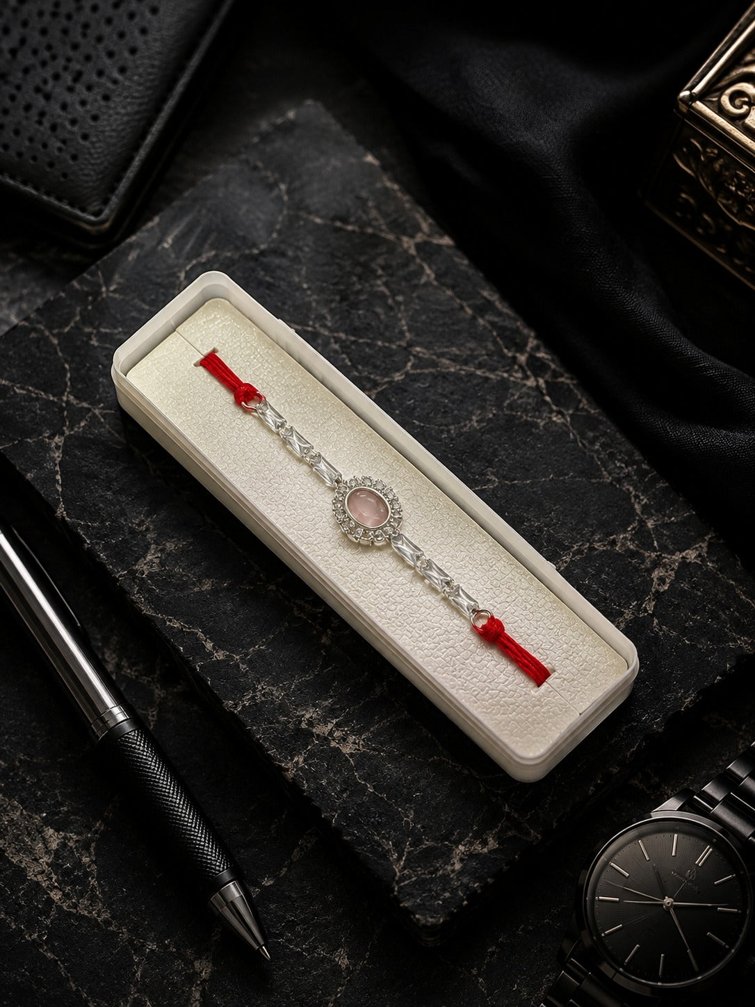 Rose Quartz single Rakhi
